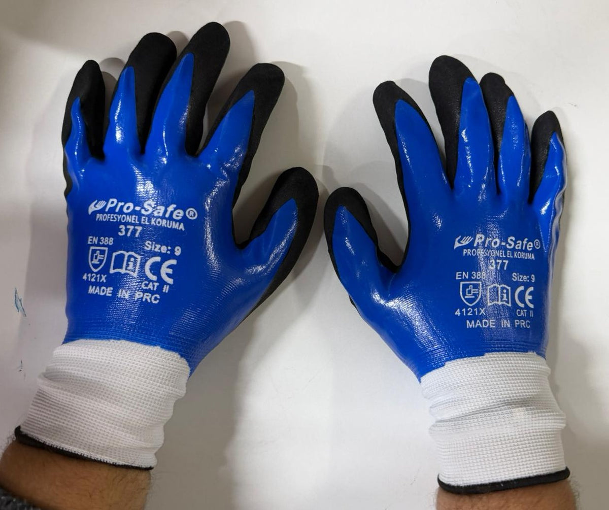 Pro-Safe 377 Tam Kaplı Nitril Eldiven Çift Daldırma 4/4 NO:8/M