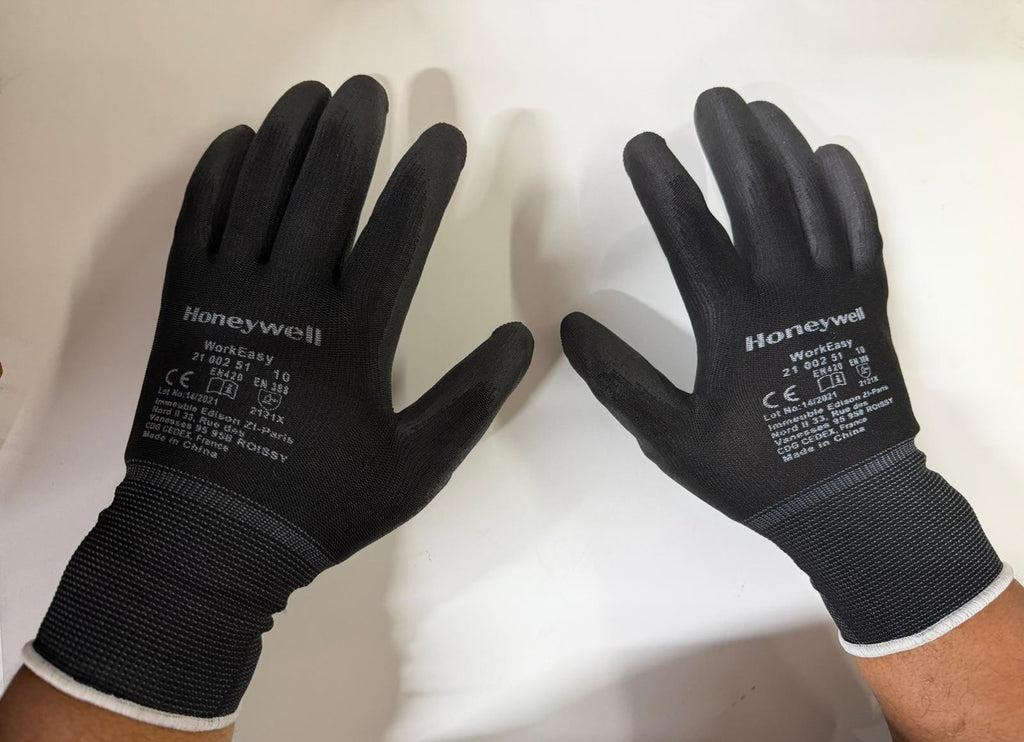 Honeywell 2100251 Workeasy Black, Hafif Polyester Örgü, PU Kaplı İş Eldiveni NO:10
